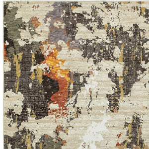 HomeRoots 8' Stylish Beige and Black Runner Rug for Hallways, Entryways, and High-Traffic Areas, Durable Nylon 3'3" x 5'2" 388033