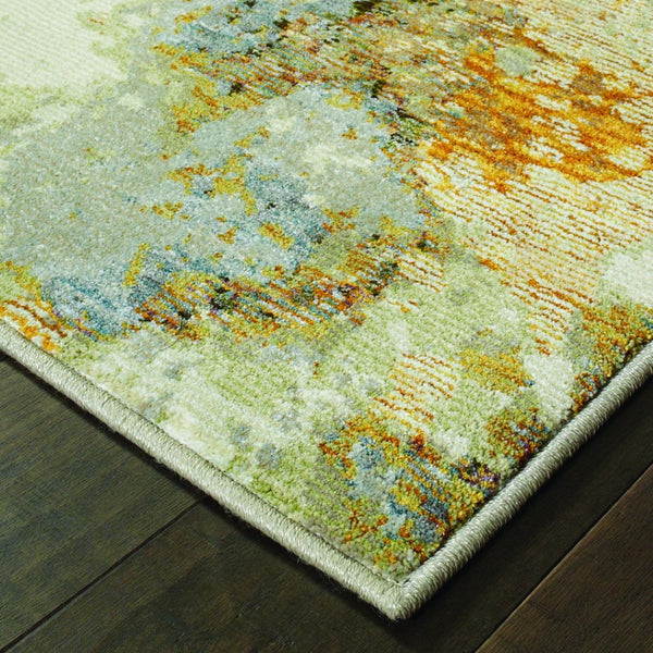 HomeRoots 8' Gold and Ivory Runner Rug - Elevate Your Space with Chic Design, Durability, and Easy Maintenance 3'3" x 5'2" 388034