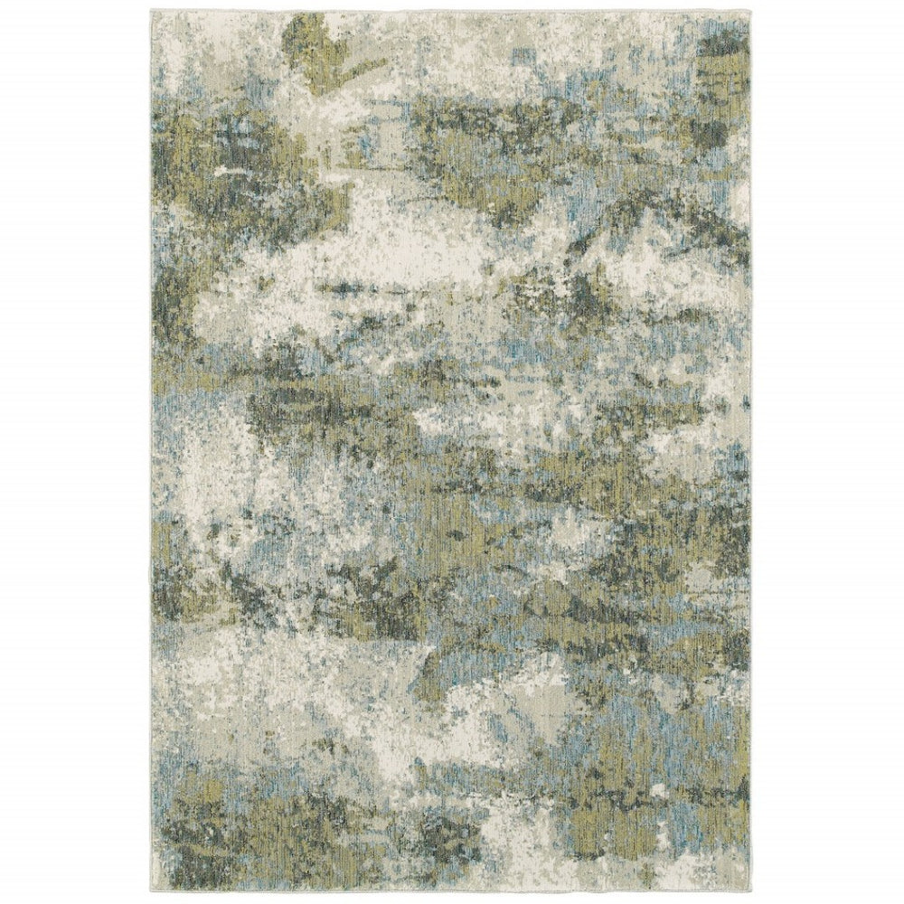 HomeRoots 8' Contemporary Blue and Green Runner Rug - Durable, Stylish, Ideal for Hallways and Narrow Spaces 3'3" x 5'2" 388035