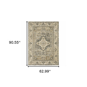 Homeroots 5' X 8' Beige And Gray Traditional Medallion Indoor Area Rug  Polypropylene 388039