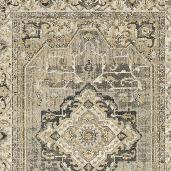 Homeroots 5' X 8' Beige And Gray Traditional Medallion Indoor Area Rug  Polypropylene 388039