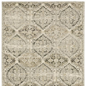 HomeRoots 2' Elegant Ivory and Gray Floral Trellis Indoor Runner Rug for Hallways and Entryways Decor 5'3" x 7'6" 388040