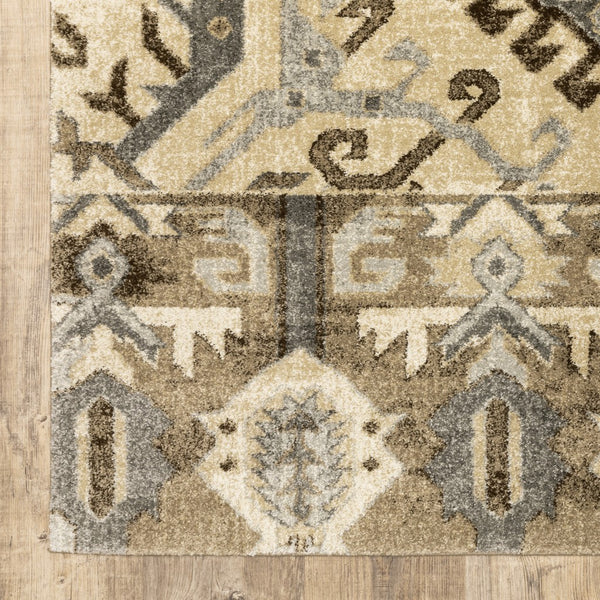 Homeroots 5' X 8' Tan And Gold Central Medallion Indoor Area Rug  Polypropylene 388041