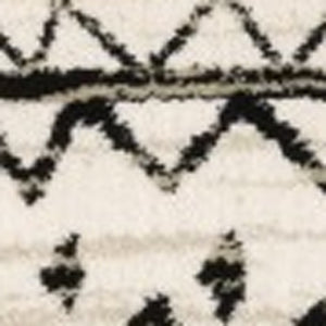 HomeRoots 5' Contemporary Ivory and Black Abstract Geometric Distressed Area Rug for Modern Living Spaces 7' X 9' 388044