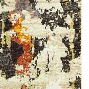 HomeRoots 8' Stylish Beige and Black Runner Rug for Hallways, Entryways, and High-Traffic Areas, Durable Nylon 2'6" x 12' 388045