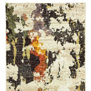 HomeRoots 8' Stylish Beige and Black Runner Rug for Hallways, Entryways, and High-Traffic Areas, Durable Nylon 2'6" x 12' 388045