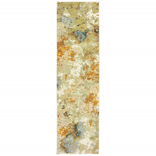HomeRoots 8' Gold and Ivory Runner Rug - Elevate Your Space with Chic Design, Durability, and Easy Maintenance 2'6" x 12' 388046