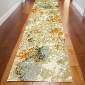 HomeRoots 8' Gold and Ivory Runner Rug - Elevate Your Space with Chic Design, Durability, and Easy Maintenance 2'6" x 12' 388046