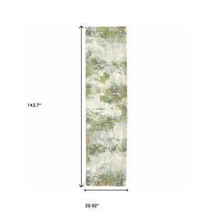 Homeroots 10' X 14' Blue Green Power Loom Runner Rug  Nylon 388047