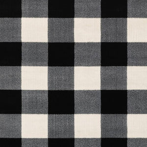 HomeRoots 5' Timeless Black and Ivory Gingham Area Rug - Durable, Easy Care, Perfect for High-Traffic Spaces 8' X 10' 388049