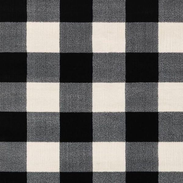 HomeRoots 5' Timeless Black and Ivory Gingham Area Rug - Durable, Easy Care, Perfect for High-Traffic Spaces 8' X 10' 388049