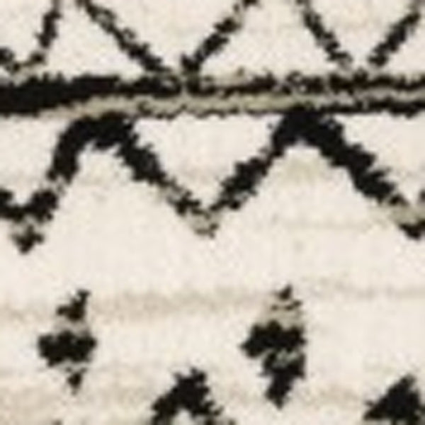 HomeRoots 5' Contemporary Ivory and Black Abstract Geometric Distressed Area Rug for Modern Living Spaces 8' X 10' 388050