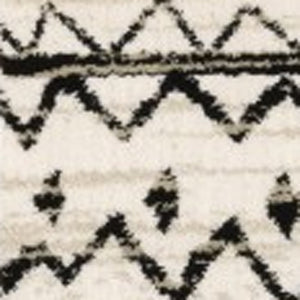 HomeRoots 5' Contemporary Ivory and Black Abstract Geometric Distressed Area Rug for Modern Living Spaces 8' X 10' 388050