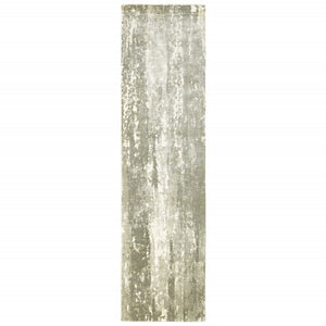 HomeRoots 3' Gray and Ivory Abstract Splash Indoor Runner Rug – Hand-Crafted Luxury for Modern Spaces 2'6" x 10' 388059