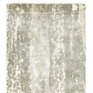 HomeRoots 3' Gray and Ivory Abstract Splash Indoor Runner Rug – Hand-Crafted Luxury for Modern Spaces 2'6" x 10' 388059