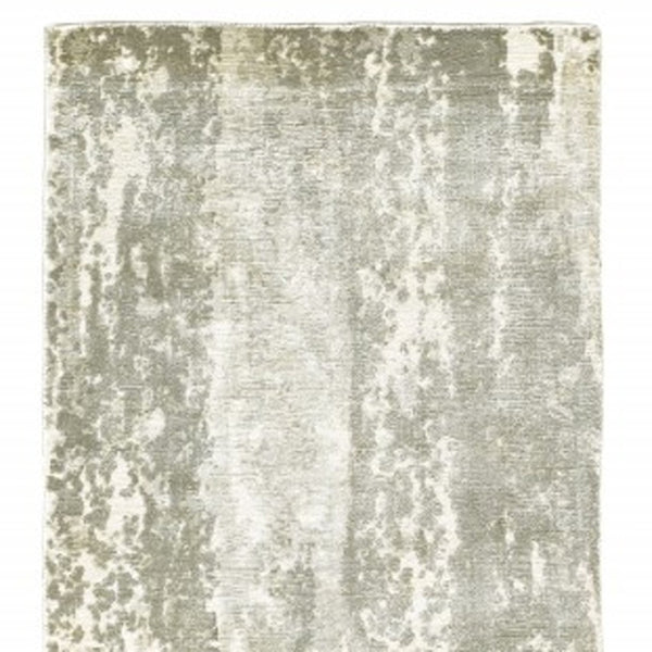 HomeRoots 3' Gray and Ivory Abstract Splash Indoor Runner Rug – Hand-Crafted Luxury for Modern Spaces 2'6" x 10' 388059