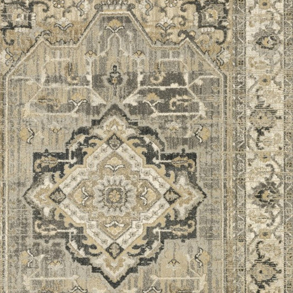 Homeroots 7' X 10' Beige And Gray Traditional Medallion Indoor Area Rug  Polypropylene 388060