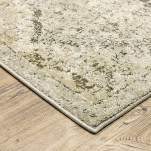 HomeRoots 2' Elegant Ivory and Gray Floral Trellis Indoor Runner Rug for Hallways and Entryways Decor 6'7" x 9'6" 388061