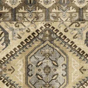 Homeroots 8' X 11' Tan And Gold Central Medallion Indoor Area Rug  Polypropylene 388068