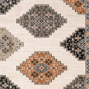 HomeRoots 5' Modern Ivory Gray and Orange Geometric Area Rug – Durable, Stylish, and Stain-Resistant Design 10' X 13' 388069