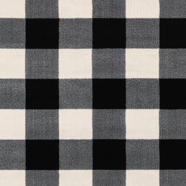 HomeRoots 5' Timeless Black and Ivory Gingham Area Rug - Durable, Easy Care, Perfect for High-Traffic Spaces 10' X 13' 388070