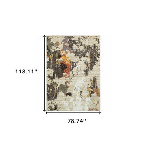 HomeRoots 8' Stylish Beige and Black Runner Rug for Hallways, Entryways, and High-Traffic Areas, Durable Nylon 6'7" x 9'6" 388072