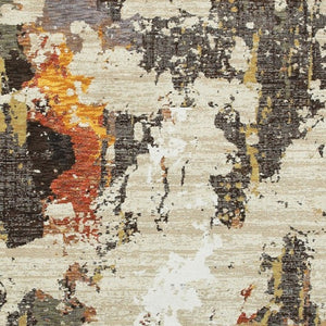 HomeRoots 8' Stylish Beige and Black Runner Rug for Hallways, Entryways, and High-Traffic Areas, Durable Nylon 6'7" x 9'6" 388072