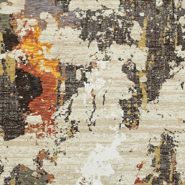 HomeRoots 8' Stylish Beige and Black Runner Rug for Hallways, Entryways, and High-Traffic Areas, Durable Nylon 6'7" x 9'6" 388072
