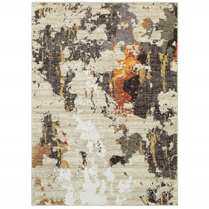 HomeRoots 8' Stylish Beige and Black Runner Rug for Hallways, Entryways, and High-Traffic Areas, Durable Nylon 6'7" x 9'6" 388072