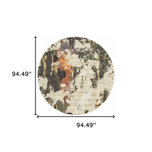 HomeRoots 8' Stylish Beige and Black Runner Rug for Hallways, Entryways, and High-Traffic Areas, Durable Nylon 7'10" Round 388073