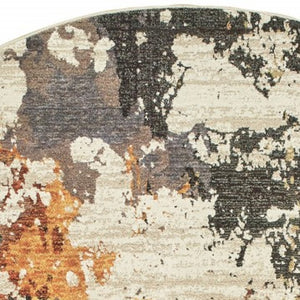 HomeRoots 8' Stylish Beige and Black Runner Rug for Hallways, Entryways, and High-Traffic Areas, Durable Nylon 7'10" Round 388073
