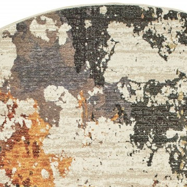 HomeRoots 8' Stylish Beige and Black Runner Rug for Hallways, Entryways, and High-Traffic Areas, Durable Nylon 7'10" Round 388073