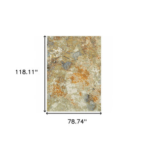 HomeRoots 8' Gold and Ivory Runner Rug - Elevate Your Space with Chic Design, Durability, and Easy Maintenance 6'7" x 9'6" 388074