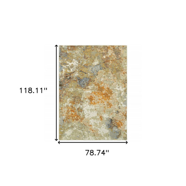 HomeRoots 8' Gold and Ivory Runner Rug - Elevate Your Space with Chic Design, Durability, and Easy Maintenance 6'7" x 9'6" 388074