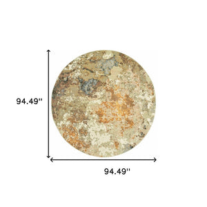 HomeRoots 8' Gold and Ivory Runner Rug - Elevate Your Space with Chic Design, Durability, and Easy Maintenance 7'10" Round 388075