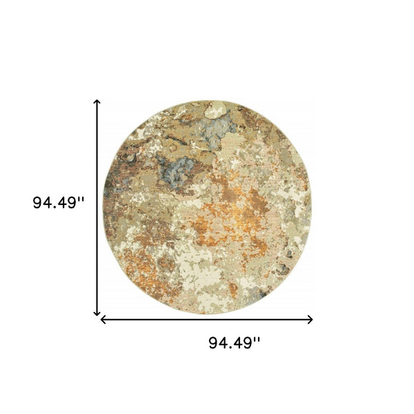 HomeRoots 8' Gold and Ivory Runner Rug - Elevate Your Space with Chic Design, Durability, and Easy Maintenance 7'10" Round 388075