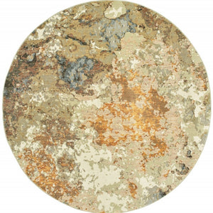 HomeRoots 8' Gold and Ivory Runner Rug - Elevate Your Space with Chic Design, Durability, and Easy Maintenance 7'10" Round 388075