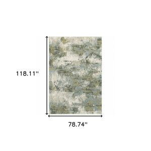 Homeroots 7' X 10' Blue Green Power Loom Area Rug  Nylon 388076