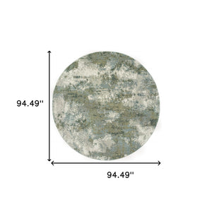 Homeroots 8' Blue Green Round Power Loom Area Rug  Nylon 388077