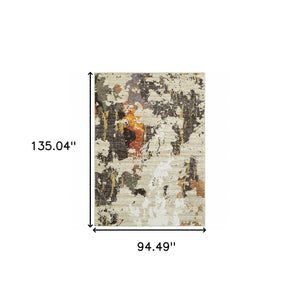 HomeRoots 8' Stylish Beige and Black Runner Rug for Hallways, Entryways, and High-Traffic Areas, Durable Nylon 7'10" x 10'10" 388081