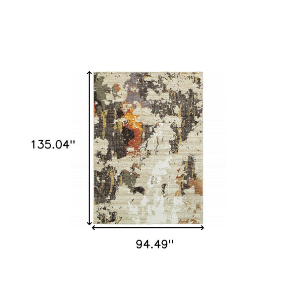 HomeRoots 8' Stylish Beige and Black Runner Rug for Hallways, Entryways, and High-Traffic Areas, Durable Nylon 7'10" x 10'10" 388081