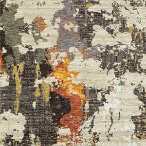 HomeRoots 8' Stylish Beige and Black Runner Rug for Hallways, Entryways, and High-Traffic Areas, Durable Nylon 7'10" x 10'10" 388081