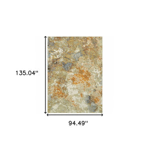 HomeRoots 8' Gold and Ivory Runner Rug - Elevate Your Space with Chic Design, Durability, and Easy Maintenance 7'10" x 10'10" 388082
