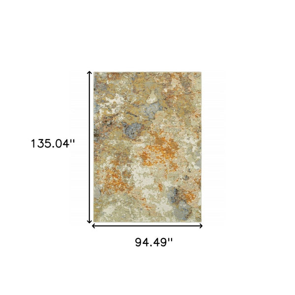 HomeRoots 8' Gold and Ivory Runner Rug - Elevate Your Space with Chic Design, Durability, and Easy Maintenance 7'10" x 10'10" 388082