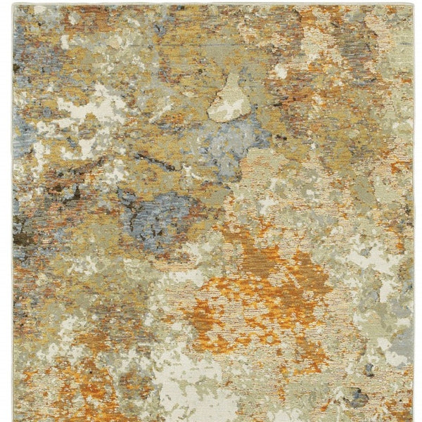 HomeRoots 8' Gold and Ivory Runner Rug - Elevate Your Space with Chic Design, Durability, and Easy Maintenance 7'10" x 10'10" 388082