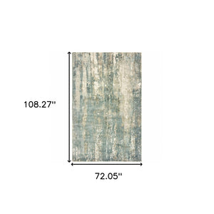 HomeRoots 3' Blue and Gray Abstract Splash Indoor Rug – Artful Design for Contemporary Hallways and Entryways 6' X 9' Rectangle 388084