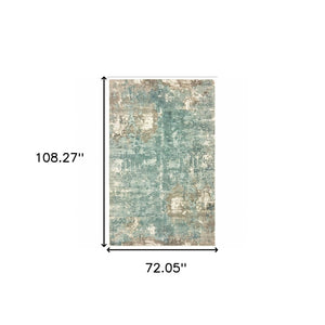 HomeRoots 3' Blue and Gray Abstract Indoor Runner Rug - Hand-Crafted, Soft Viscose, Elegant Contemporary Style 6' x 9' 388085