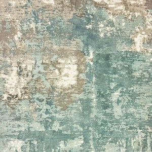 HomeRoots 3' Blue and Gray Abstract Indoor Runner Rug - Hand-Crafted, Soft Viscose, Elegant Contemporary Style 6' x 9' 388085
