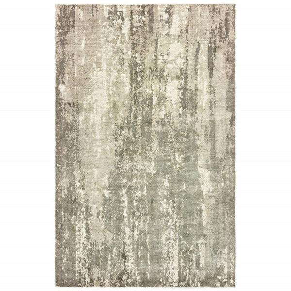 HomeRoots 3' Gray and Ivory Abstract Splash Indoor Runner Rug – Hand-Crafted Luxury for Modern Spaces 6' x 9' 388086