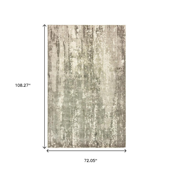 HomeRoots 3' Gray and Ivory Abstract Splash Indoor Runner Rug – Hand-Crafted Luxury for Modern Spaces 6' x 9' 388086